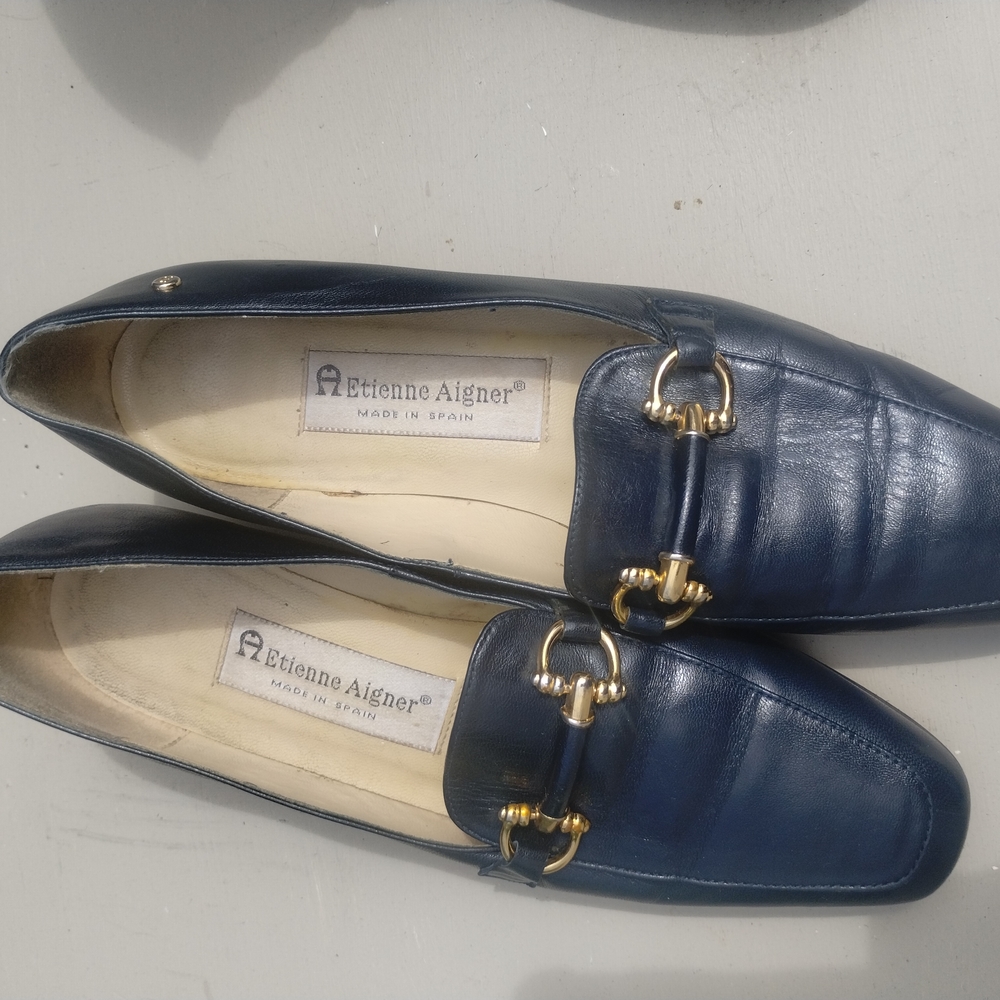 Etienne Aigner Navy Leather Loafers